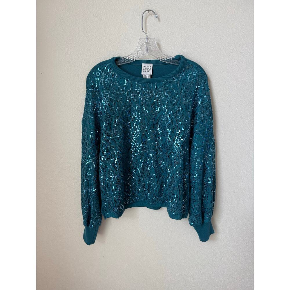 Mark & James by Badgley Mischka Izzie Sequin Knit Sweater Top Size Large - Picture 2 of 6